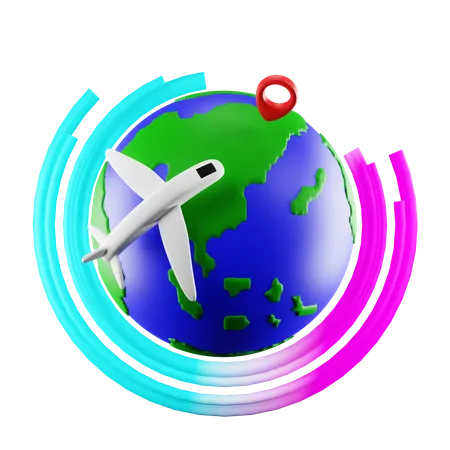 Tour du monde  3D Icon