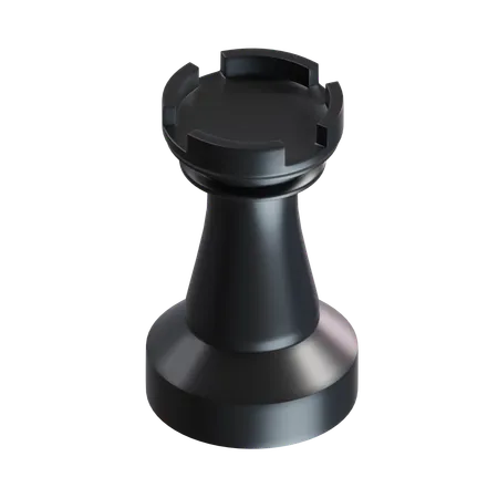 Tour, pièce d'échecs, noir  3D Icon