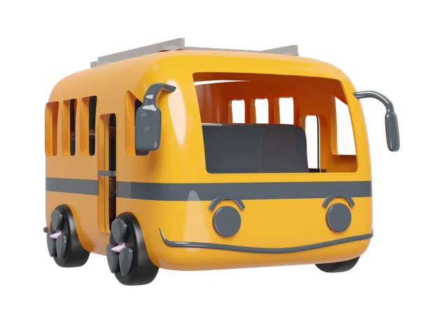 3 D Orange Bus Isolated Public Transportation Concept 3 D Render Illustration 3D Illustration