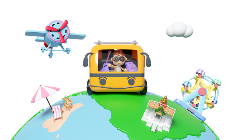 Tourist Bus  3D Illustration