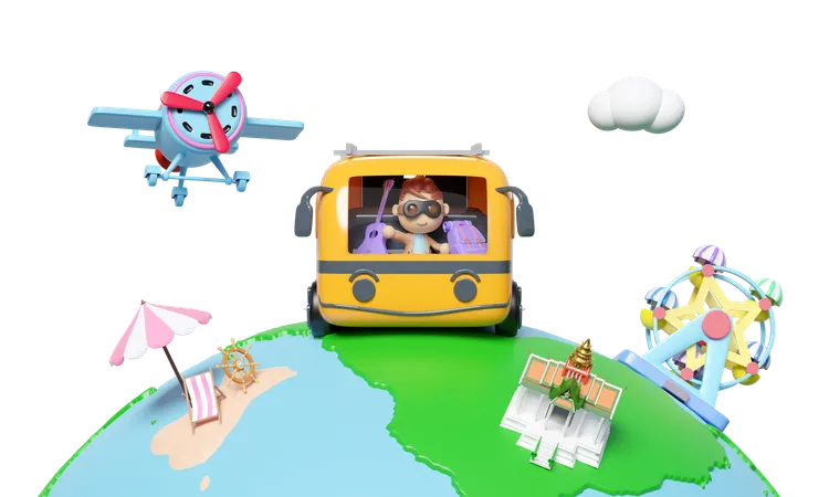 Tourist Bus  3D Illustration