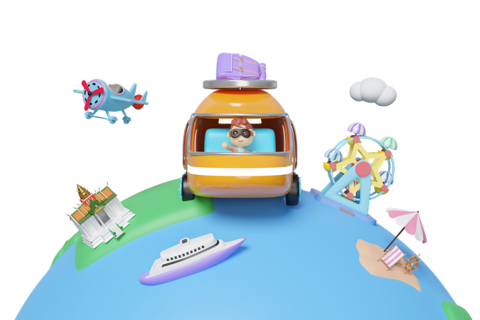 Tourist Bus  3D Illustration