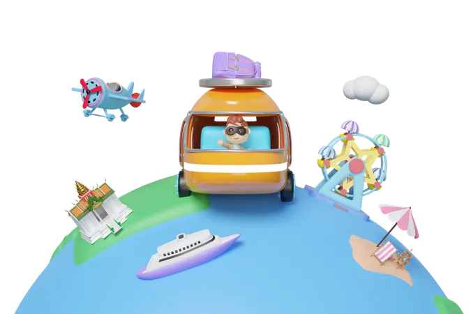 Tourist Bus  3D Illustration