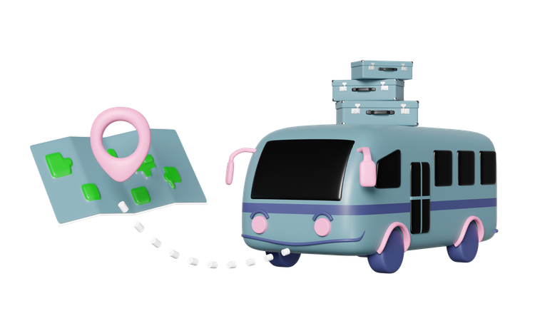 Tourist Bus Location  3D Icon