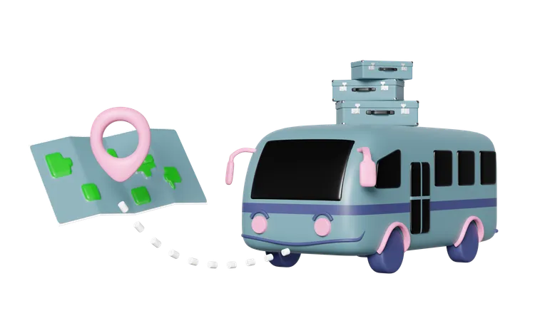 Tourist Bus Location  3D Icon