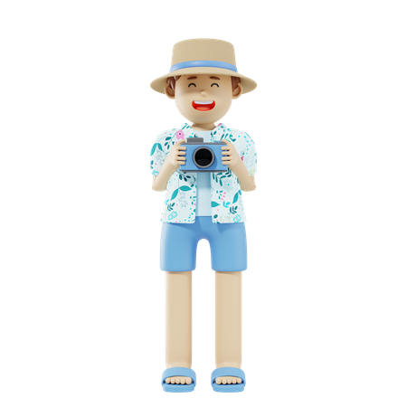 Tourist Clicking Picture  3D Illustration