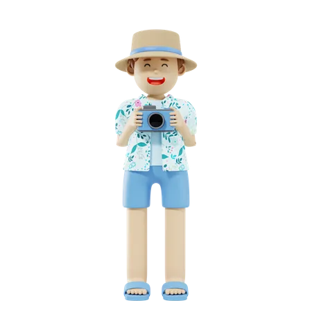 Tourist Clicking Picture  3D Illustration