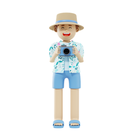 Tourist Clicking Picture 3D Illustration