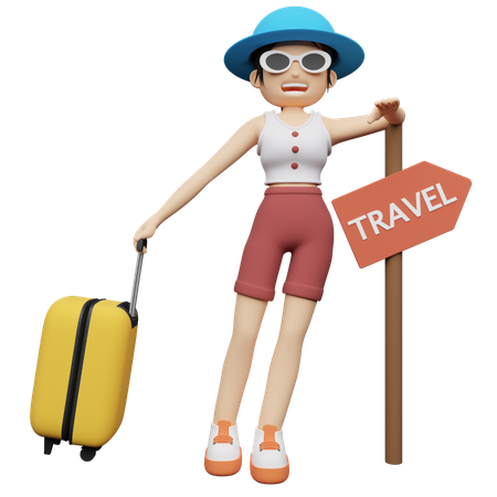 Tourist finding correct Travel Direction  3D Illustration