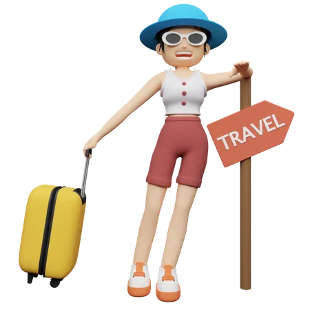 Tourist finding correct Travel Direction  3D Illustration