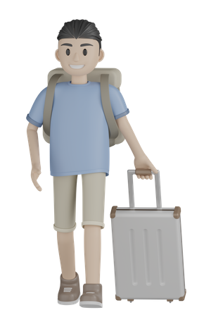 Tourist Going For Trip  3D Illustration