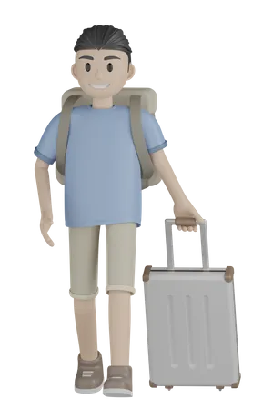 Tourist Going For Trip  3D Illustration