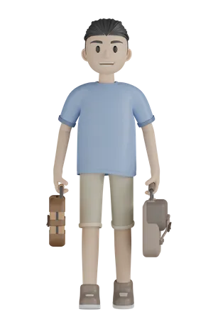 Tourist mit Taschen  3D Illustration