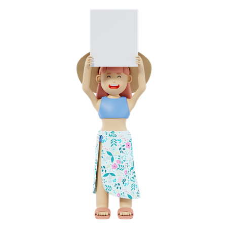 Tourist Holding Placard  3D Illustration