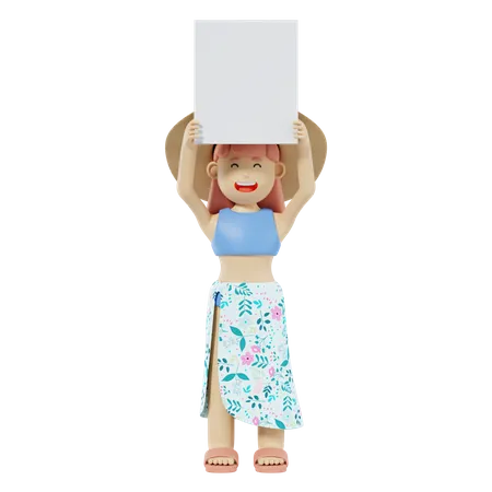 Tourist Holding Placard  3D Illustration