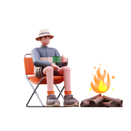 Tourist Man Holding Coffee Cup  3D Icon