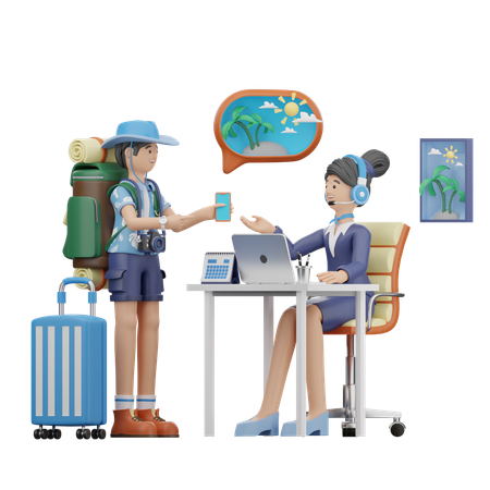 Tourist Needs Help From Travel Agency  3D Illustration