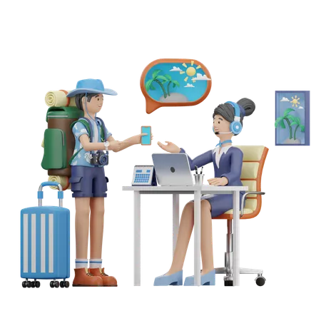 Tourist Needs Help From Travel Agency  3D Illustration