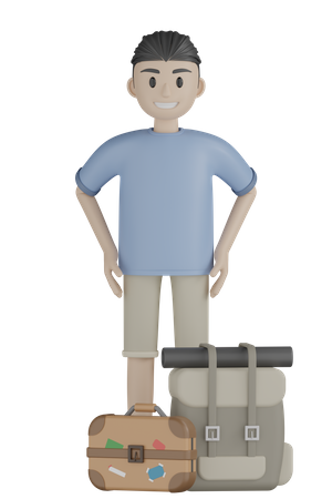 Tourist Ready For Trip  3D Illustration