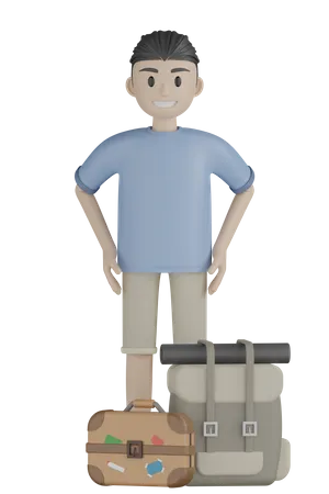 Tourist Ready For Trip  3D Illustration