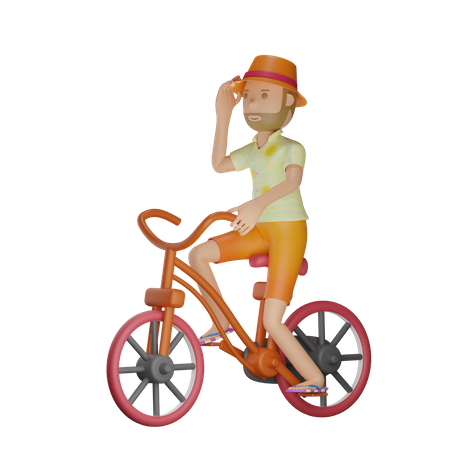 Tourist Riding Bicycle  3D Icon