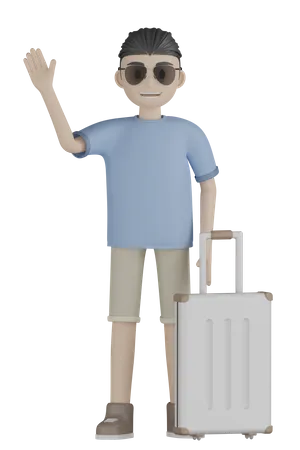 Tourist Say Hi  3D Illustration