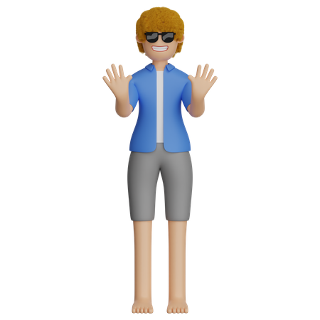 Tourist Saying Hello  3D Illustration