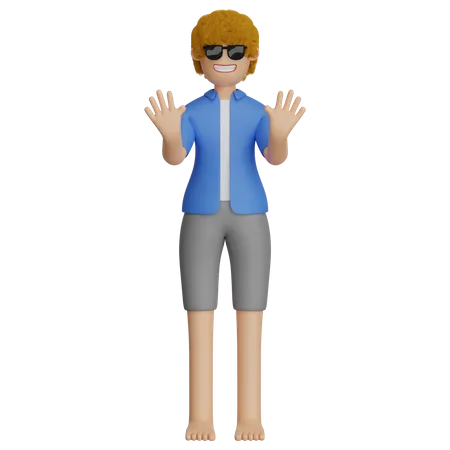 Tourist Saying Hello  3D Illustration