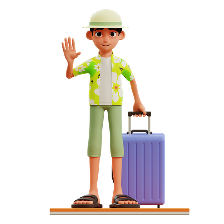 Tourist Waving  3D Illustration