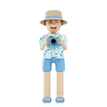 Touriste cliquant sur l'image  3D Illustration