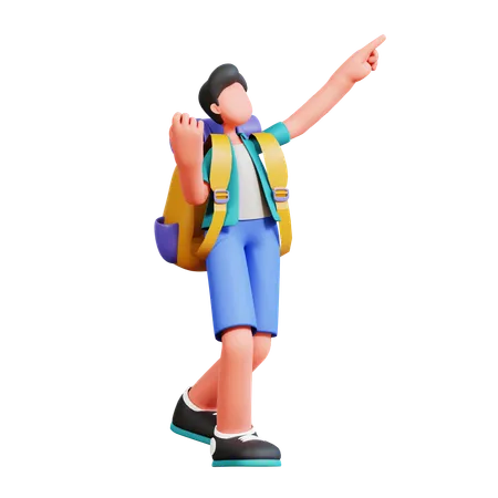 Touriste masculin partant en vacances  3D Illustration