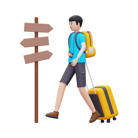 Tourists are walking towards the location  3D Illustration