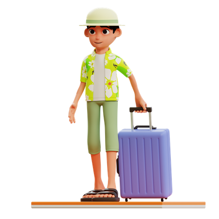 Tourists Carrying Suitcases  3D Illustration