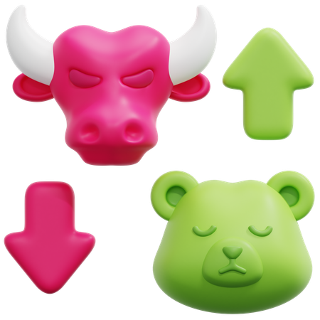 Touro vs urso  3D Icon