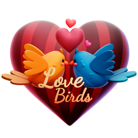 Couple d'oiseaux d'amour  3D Icon