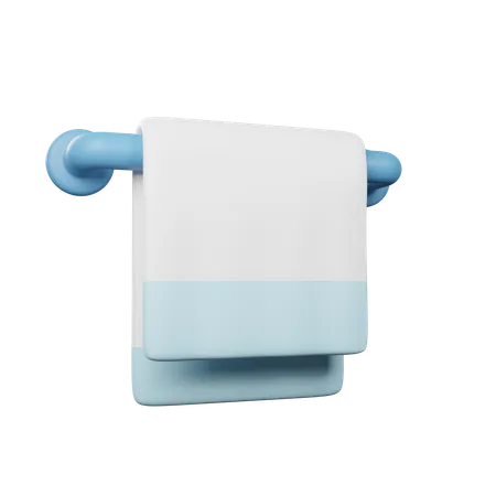 White And Clean Towel On Towel Hanger 3D Icon