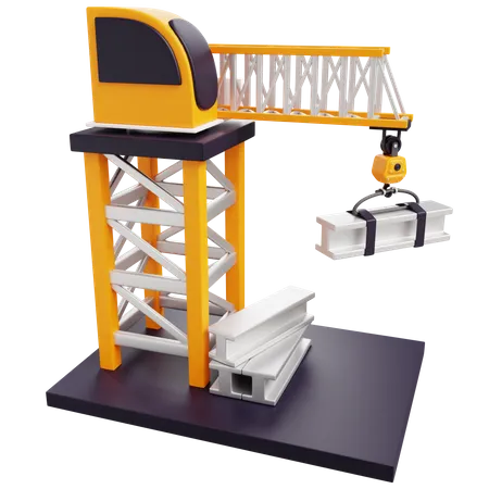 3 D Tower Crane With Isolated Background 3D Icon