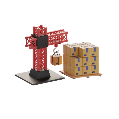 Tower Crane With Boxes  3D Icon