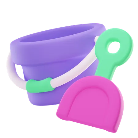 Toy Bucket And Shovel  3D Icon
