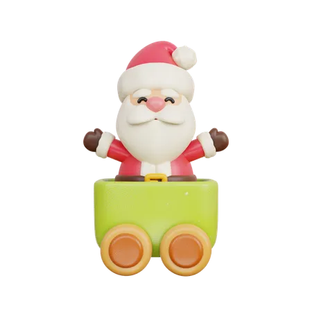 3 D Christmas Toy Train With Santa Claus 3D Icon