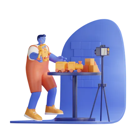 Toys vlogger  3D Illustration