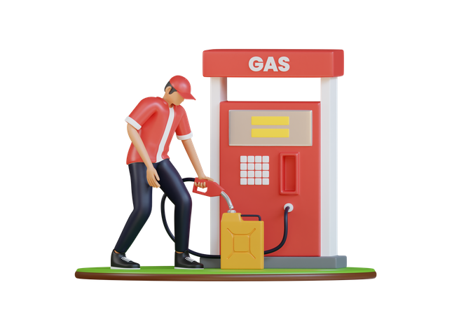 Trabajador de gasolinera  3D Illustration