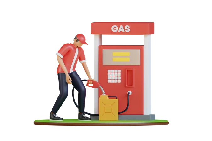 Trabajador de gasolinera  3D Illustration