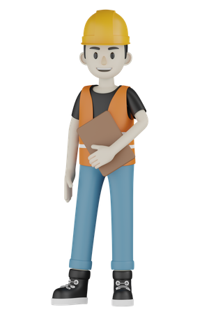 Trabajador sosteniendo archivo  3D Illustration