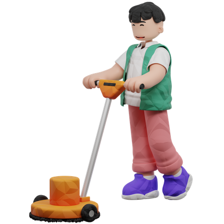 Trabajador puliendo piso  3D Icon