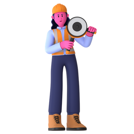 Trabajadora sosteniendo amoladora  3D Illustration