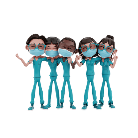 Trabajadores de la salud felices  3D Icon