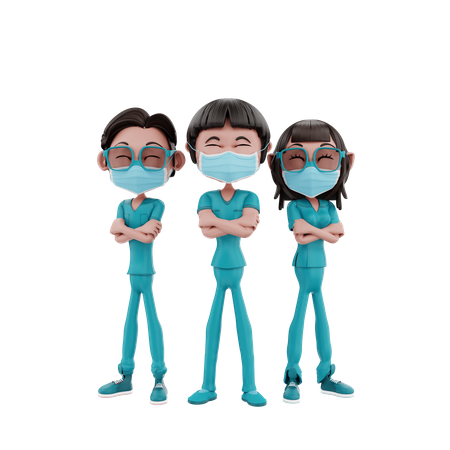 Trabajadores de la salud juntos  3D Icon