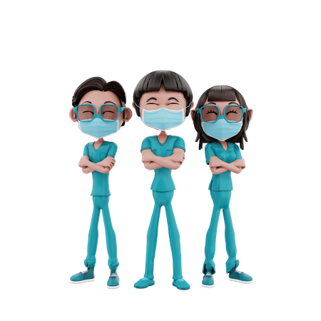 Trabajadores de la salud juntos  3D Illustration