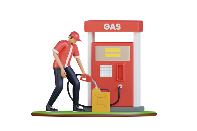 Trabalhador de posto de gasolina  3D Illustration